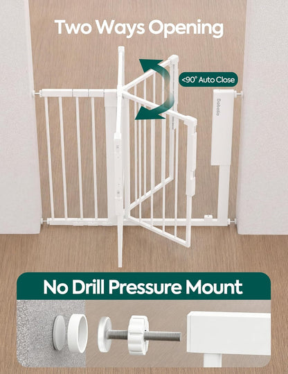 Babelio Smart Baby Gate with Auto-Unlock/Close, Pressure Mounted No Drill for Doorways/Top of Stairs. Pet/Dog Door Wide Walk Thru w/Infrared Sensor & Safety Alert (Black, 26.3-37.8" W, 30" H)