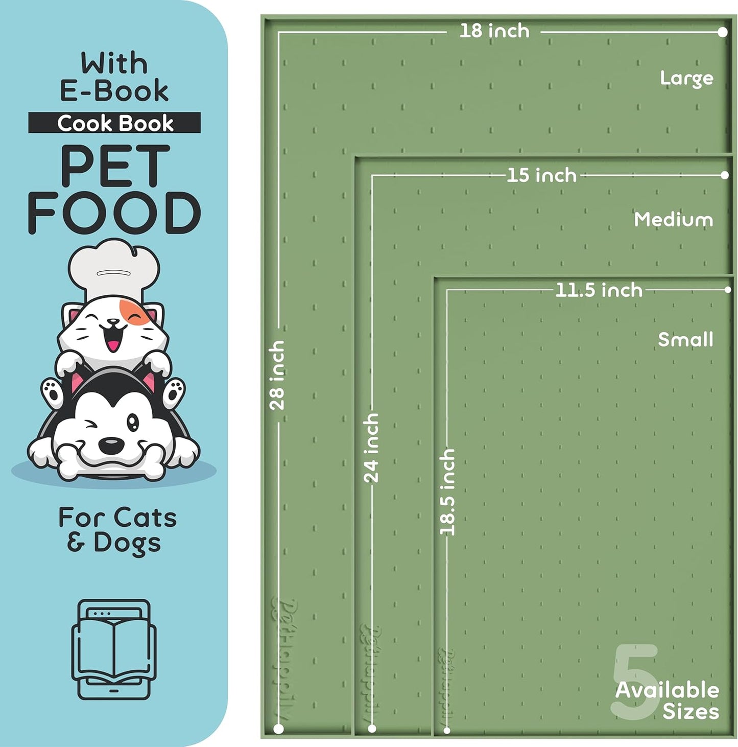 Dog Food Mat - Raised Edges Dogs Mat for Food and Water Prevent Spill, Waterproof Cat Food Mats Protect Floors, Easy Clean Dog Bowl Mats for Food and Water, Silicone Pet Feeding Placemats