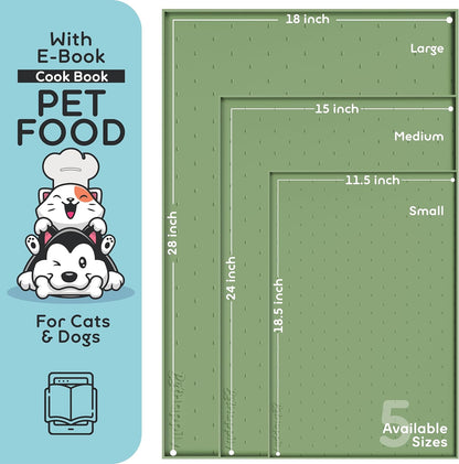 Dog Food Mat - Raised Edges Dogs Mat for Food and Water Prevent Spill, Waterproof Cat Food Mats Protect Floors, Easy Clean Dog Bowl Mats for Food and Water, Silicone Pet Feeding Placemats