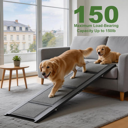 Foldable Dog Car Ramp Stairs, Lightweight Portable Pet Steps for Small, Medium & Large Dogs, Non-Slip SUV Dog Ladder for High Beds, Trucks & Cars, Supports Up to 150lbs