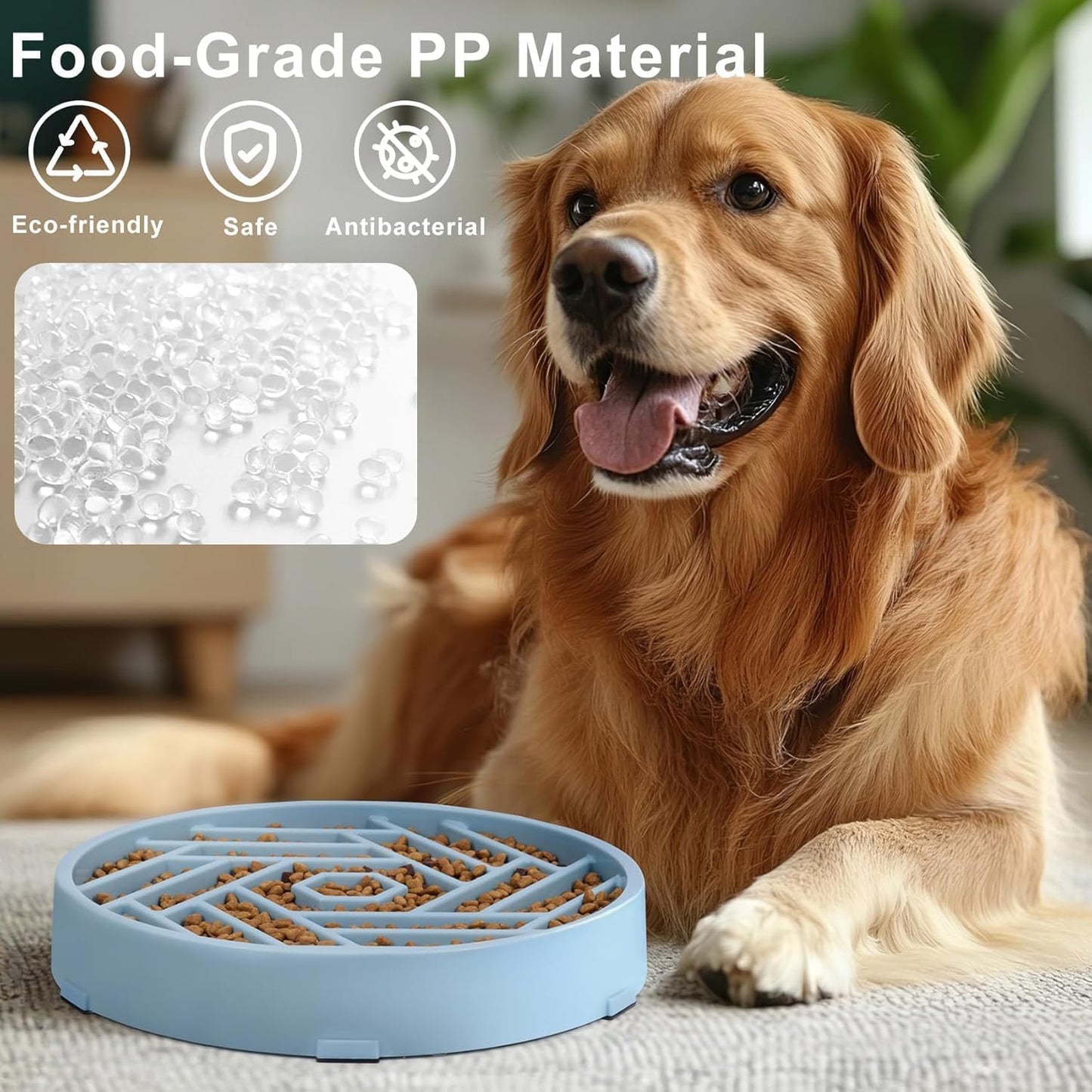 TOBYTO Slow Feeder Dog Bowls Large Medium Breed,Anti-Choking Slow Eating Dog Food Bowl,Non Slip Pet Slower Food Feeding Bowls Large Puzzle Slow Feeder Bloat Stop Maze Dog Dishes,Black