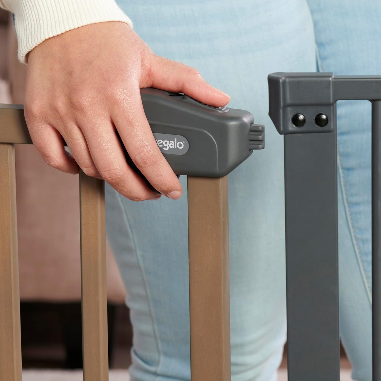 Regalo Safety 30.5-58" Extra Wide Arch Baby Gate with Door, Pressure Mount Walk Through Gate for Doorways & Bottom of Stairs, Babies, Toddlers & Pets, Tested & Safe, American Designed, American Owned