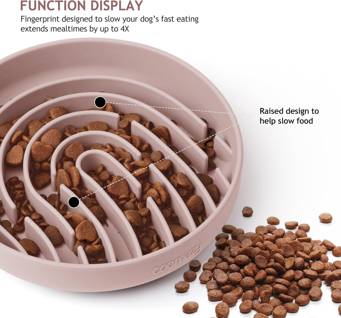 Coomazy Large Silicone Slow Feeder Dog Bowls, Interactive Puzzle Toy for Pets Food Training, Keeps Dogs Busy, Prevents Puppy Overeating (Dark Green, Large: 3.2Cup)