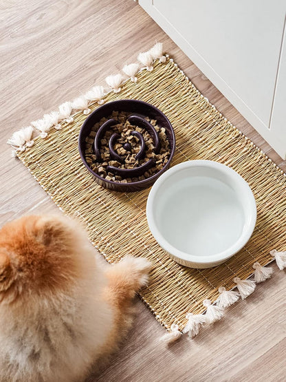LE TAUCI Dog Bowls Slow Feeder Ceramic, 1.5 Cup Slow Feeding Bowl for Small and Medium Breed, Puzzle Dog Food Bowl for Fast Eater, Maze Purple