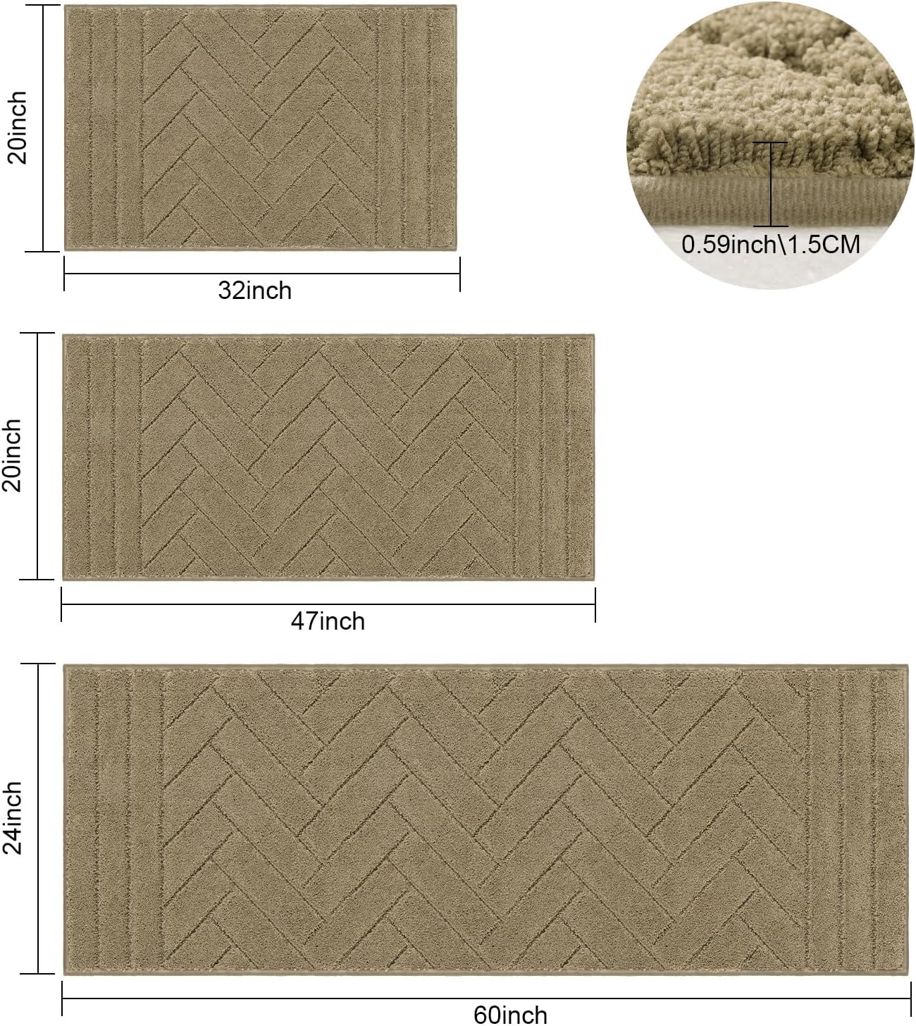 Tindbea Dog Mat for Mud Paws,Absorbs Moisture Dirt Non-Slip Washable Mud Mat for Dogs,Soft Rubber Backing Front Inside Pet Rug for Entryway, Dog Paws, Patio(20"x48",Charcoal)