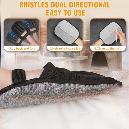 Upgrade Pet Grooming Gloves, Grooming Gloves for Dogs, Cats, Rabbits & Horses with Long and Short Hair, Efficient Pets Hair Remover Mittens - 1 Pair (Blue)