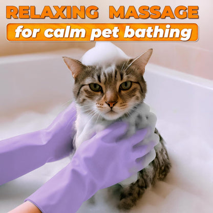 Cat and Dog Shampoo Gloves with 3000 Soft Bristles – 2-in-1 Dog Bath Gloves 11.6", Durable Silicone, Saves Shampoo | Massage, Grooming & Clean Wet or Dry – Made for Every Breed and Coat Style (Blue)