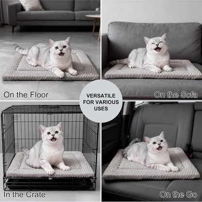 Dog Bed Mat, Reversible Crate Pad & Cute Dog Bed - Machine Washable Kennel Mat with Ultra Soft for Small Dogs (Cool/Warm), 24" x 18", Grey&Star
