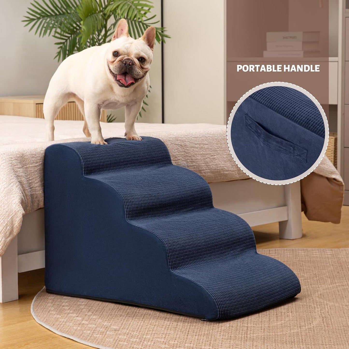 Aodisman 3-Step Dog Ramp and Stairs for Sofa and Chair - Non-Slip Sturdy Pet Steps for Small Dogs and Cats,15.7" H,Grey
