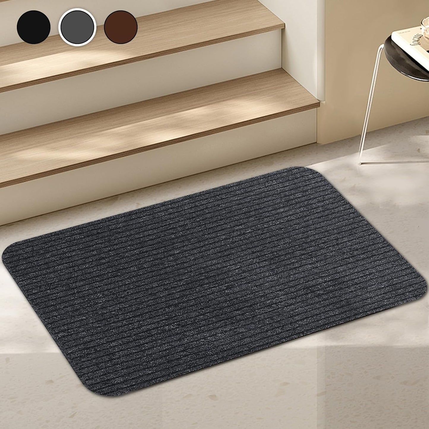 Stair Treads for Wooden Steps Carpet, Non-Slip Stair Runner Indoor Outdoor Stair Tread Mats Covers Pads, 19" x 31"Matching Landing Step Runner for Elders, Kids and Dogs (19" x 31", Black)