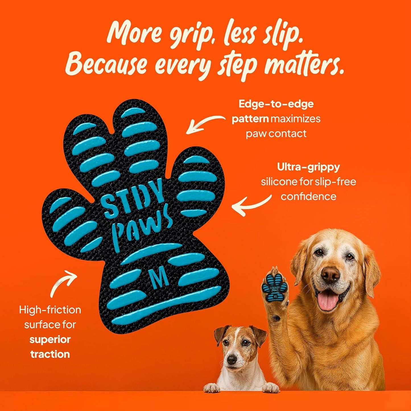 Anti-Slip Paw Stickers for Dogs Feet - Non-Slip Paw Pads for Traction on Hardwood & Tile Floors - Breathable Adhesive Friction Foot Grips for Senior & Injured Dogs – 24 Pads (Size M)