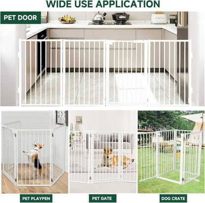 Snagle Paw Full Metal Freestanding Dog Gate,Indoor Dog Gate with Floor Protect Support Feet, 40x24 Inches Foldable Dogs Barrier for Stairs, Hallways and Doorways (24'' H 2 Panel, White