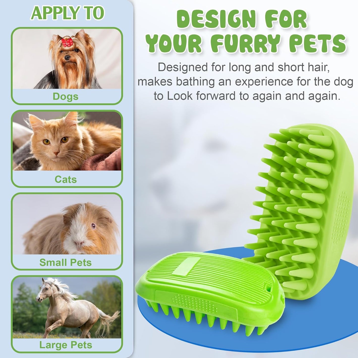 High-Density Silicone Pet Grooming Gloves with Enhanced Five Finger Design for Bathing, Massaging Dogs and Cats (Blue)