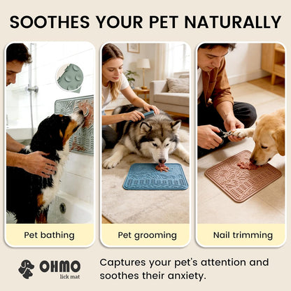 OHMO Lick Mat for Dogs and Cats Large(2 Pack) Nature Design Easy to Clean Pet Slow Feeder with Suction Cups, for Anxiety Relief and Boredom Reduction(Mars+Coral)