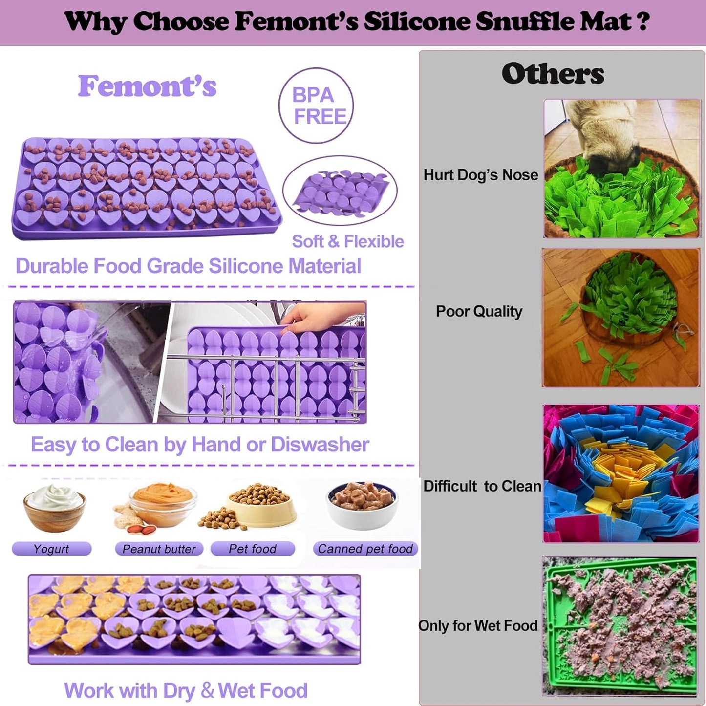 Small Silicone Snuffle Mat for Small Dogs Puppy Cat Slow Down Eating,Slow Feeder Lick Mat for Dry Wet Food for Pet Training Smell,Encourages Natural Foraging Skill,Relieving Stress