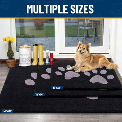 Smiry Dog Door Mat for Muddy Paws, Absorbs Moisture and Dirt, Low-Profile Entryway Mat with Non-Slip Backing, Entry Indoor Outdoor Doormat for Inside Floor (30x20 Inches, Grey, Striped)