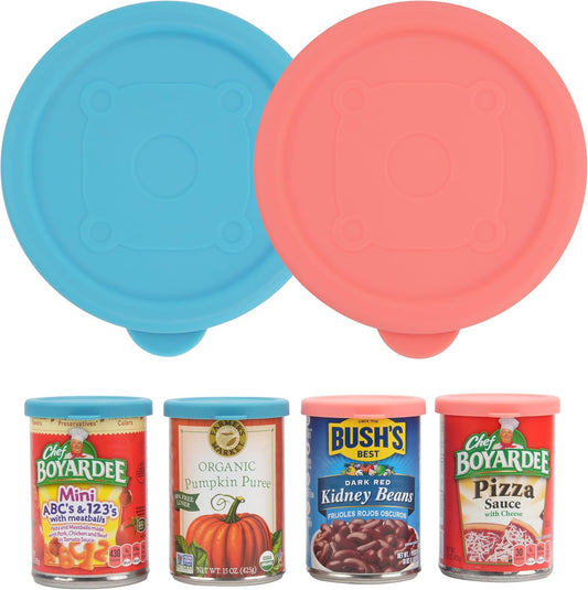 2PCs 3.0-inch Silicone Can Lids for Chef Boyardee | Van Camp's | Goya | Bush's Best | Farmer's Market Can, Can Cover for Canned Goods, Soup Can Cap, Fit Most Standard Size, Dishwasher Safe (Lids ONLY)