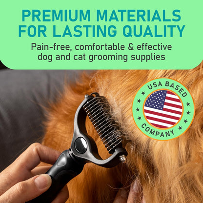 Maxpower Planet Hair Brush - Double Sided Shedding, Dematting Undercoat Rake for Dogs and Cats - Extra Wide Dog Grooming Brush, Reduce Shedding by 95%, Turquoise
