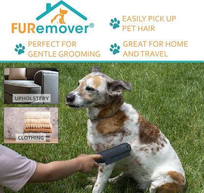 FURemover Duo Pet Hair Rubber Brush, Dual Sided to Easily Remove Fur and Lint from Clothing and Upholstery, Thick Bristles Groom Dogs and Cats, Easy to Clean, Colors May Vary