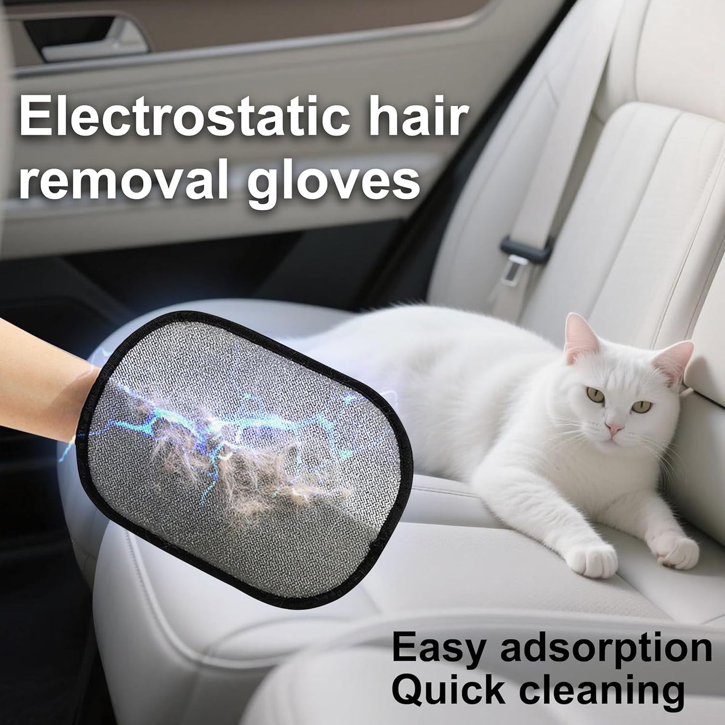 3-Pack Magic Brush Pet Hair Removal Gloves with A Hair/Lint Removal Tool – Remove Cat/Dog Fur from Clothing, Furniture, Car Seats, Bedding & Carpet