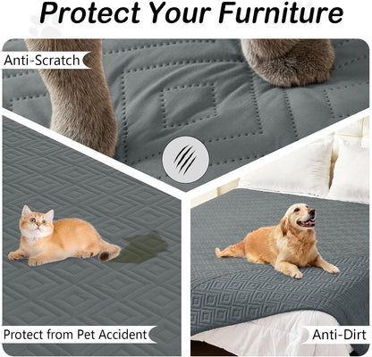 hyha Waterproof Dog Blanket, Soft Pet Bed Blankets, Waterproof Sofa Couch Cover for Dogs Washable, Reversible Pet Couch Covers for Sofa Furniture (30x70 Inch, Grey/Dark Grey)