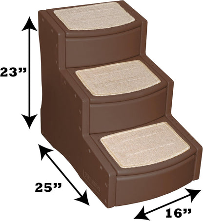 Pet Gear Easy Step III Pet Stairs, 3 Step for Cats/Dogs, Removable Washable Carpet Treads, for Pets Up to 150lbs, No Tools Required, Available in 9 Colors, Coffee Bean