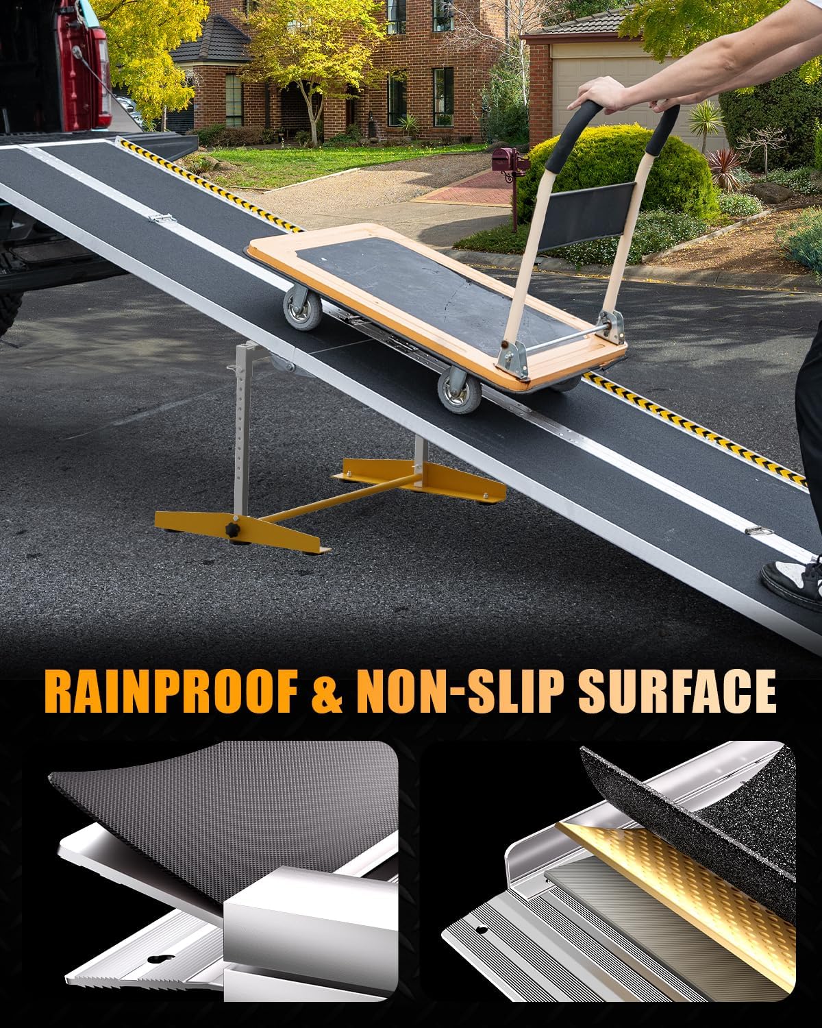 VNN Portable Wheelchair Ramp 4FT, Non-Slip Aluminum Ramps for Wheelchairs for Home, Handicap Wheelchair Ramps for Home Steps, Aluminum Loading Dock Plates, Doorways, Black