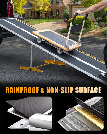 VNN Portable Wheelchair Ramp 4FT, Non-Slip Aluminum Ramps for Wheelchairs for Home, Handicap Wheelchair Ramps for Home Steps, Aluminum Loading Dock Plates, Doorways, Black