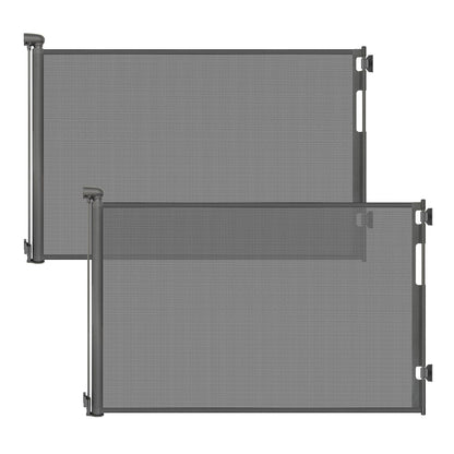 Retractable Baby Gate for Stairs and Doorways, 55" Wide x 33" Tall Mesh Dog Gate for Indoor & Outdoor Use, Safety Gate for Babies and Pets, Child Gates for Hallways, Hardware Mounted, Black