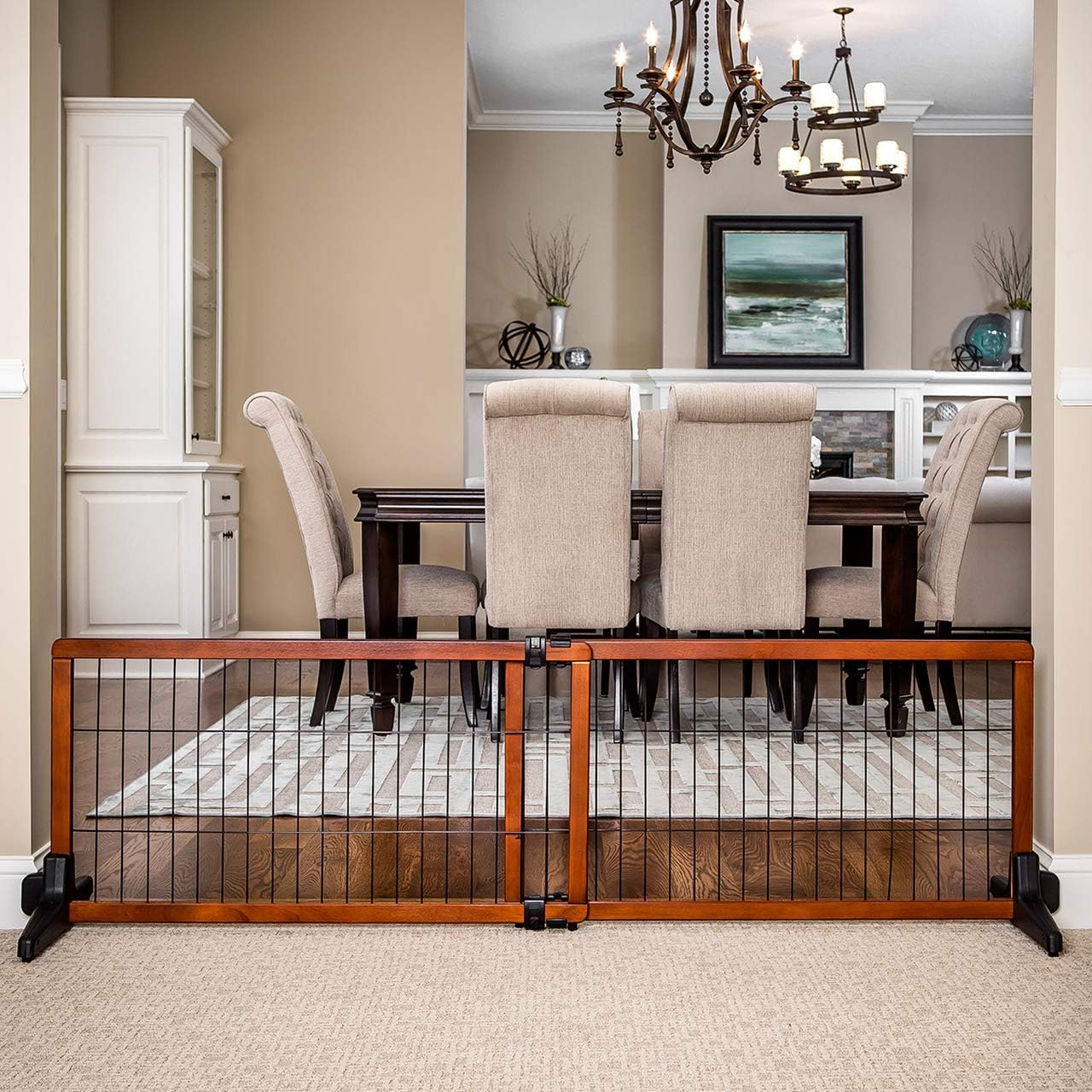Carlson 41"-70" Super Wide Dog Gate, Premium Wooden Adjustable Freestanding Pet Gate for Doorways & Hallways