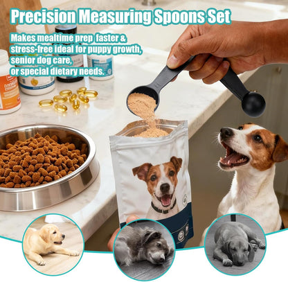 AIERSA Pet Food Scoop & Measuring Cup for Dogs & Cats, Stainless Steel Dog Scoop1 ¾ / ½ / ¼ Cup with Multi-Unit Markings for Precision Feeding, Easy-Clean Metal Food Storage