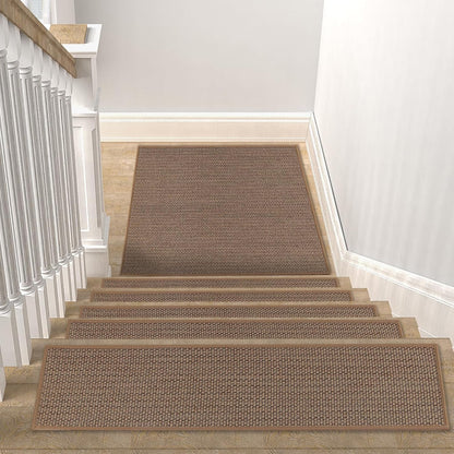 FlowaFoli Stair Treads for Wooden Steps Indoor,8" X 30" (15 in Pack) Stair Treads Non Slip, Machine Washable for Kids Elders and Pets,Beige