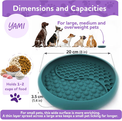 YAMI Dog Lick Bowl, Lick Mat for Dogs, Wet Food Cat Slow Feeder, Freeze Bowl, Enrichment & Puzzle Toy for Anxiety Relief, Food-Grade Silicone, Suction Cups, Dishwasher Fit, for All Breed (Light Gray)