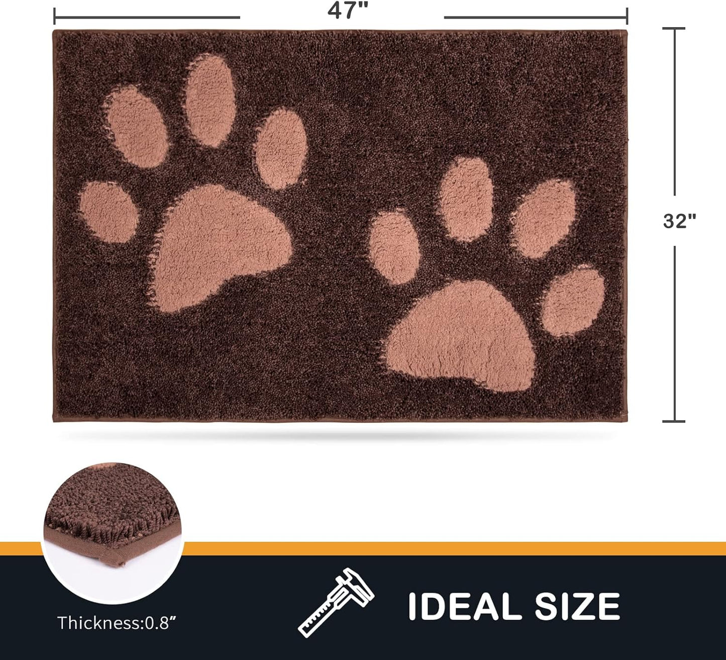 PURRUGS Dirt Trapping Door Mat 20" x 31.5", Non-Skid/Slip Machine Washable Microfiber Entryway Rug, Dog Doormat, Super Absorbent Welcome Mat for Muddy Wet Shoes and Paws, Grey