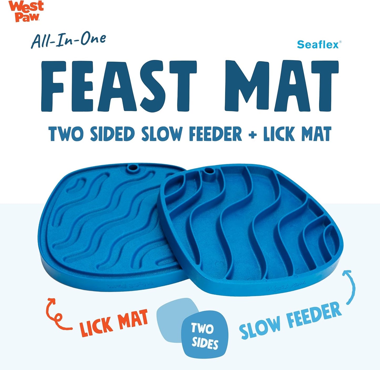 West Paw Seaflex Bubbles Feast Mat – All-in-One, Slow Feeder, Lick Mat – Encourages Foraging & Food Exploration - Engages Picky Eaters & Slow Feeding - Versatile – Easy to Clean, Non-Toxic - Tropic