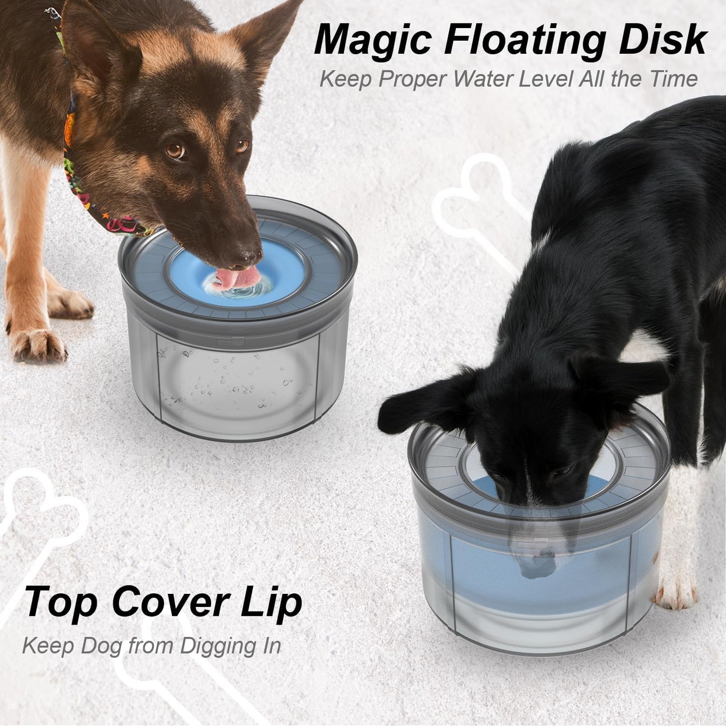 Techphardo 1Gallon No Spill Dog Water Bowl-3.8L Large Capacity, BPA-Free, Anti-Splash & Anti-Digging Design with Non-Slip Base for Messy Drinkers