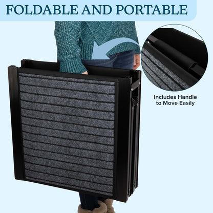 Dog Ramp - 62” x 17.5” Folding Dog Ramp for Car, Truck, SUV, or RV - Portable Ramps for Large Pets with Non-Slip Rug Surface - Pet Travel Accessories by PETMAKER (Black)