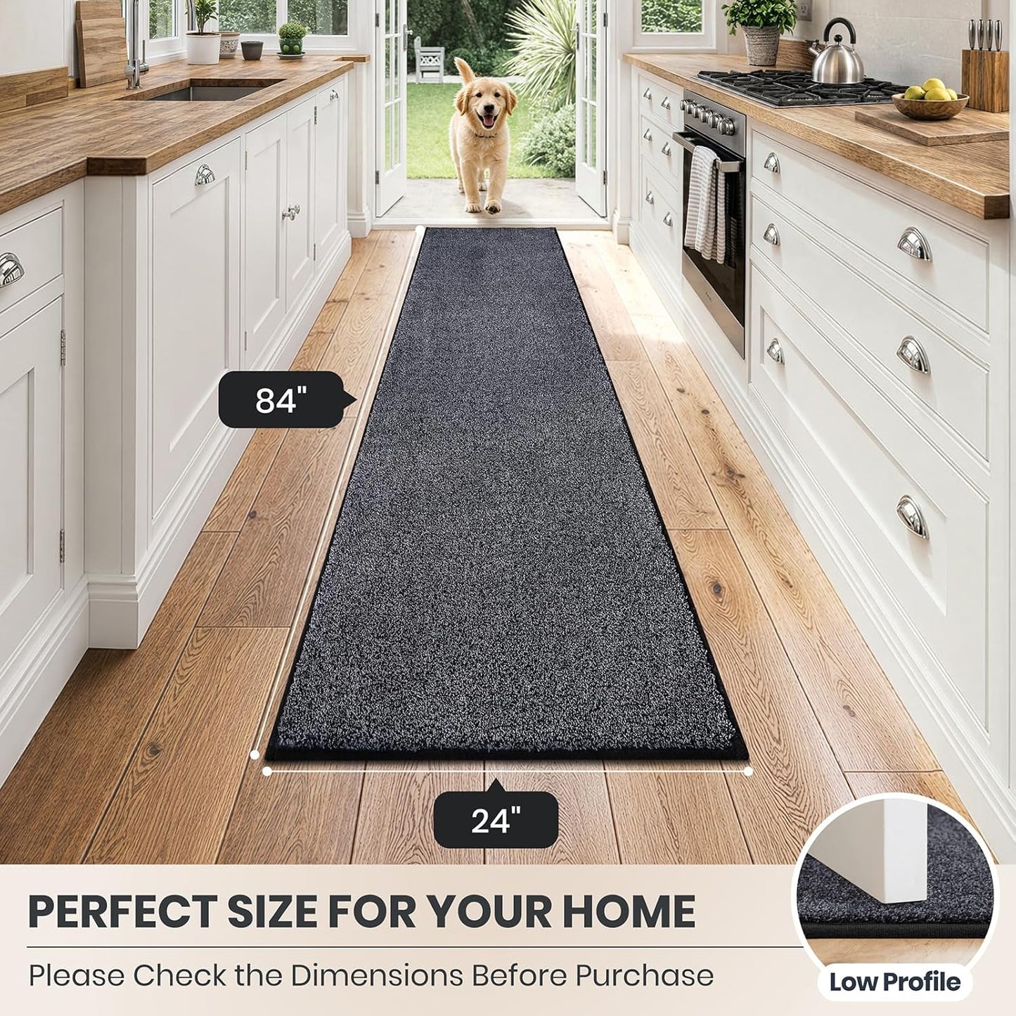 PURRUGS Dirt Trapping Door Mat 20" x 31.5", Non-Slip Machine Washable Entryway Rug, Dog Doormat, Indoor Front Door Mat, Super Absorbent Entry Rug for Muddy Shoes & Paws, Bluish Grey-Black