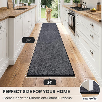 PURRUGS Dirt Trapping Door Mat 20" x 31.5", Non-Slip Machine Washable Entryway Rug, Dog Doormat, Indoor Front Door Mat, Super Absorbent Entry Rug for Muddy Shoes & Paws, Bluish Grey-Black