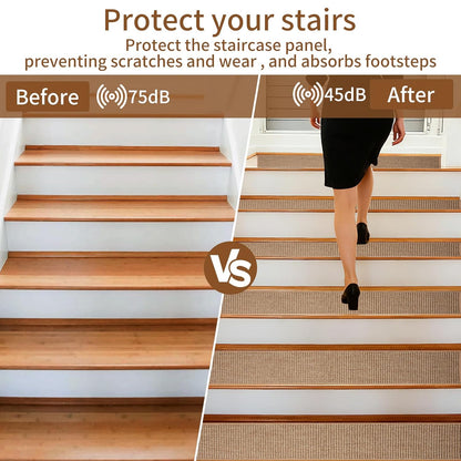 Carpet Stairs Runner for Wood Stairs, 8"x 30",Reusable Washable Self-Stick Stair Treads, for Indoor Steps, Non Slip for Kids Elders and Pets Stair Mats Residue Free, Grey 15-Pack