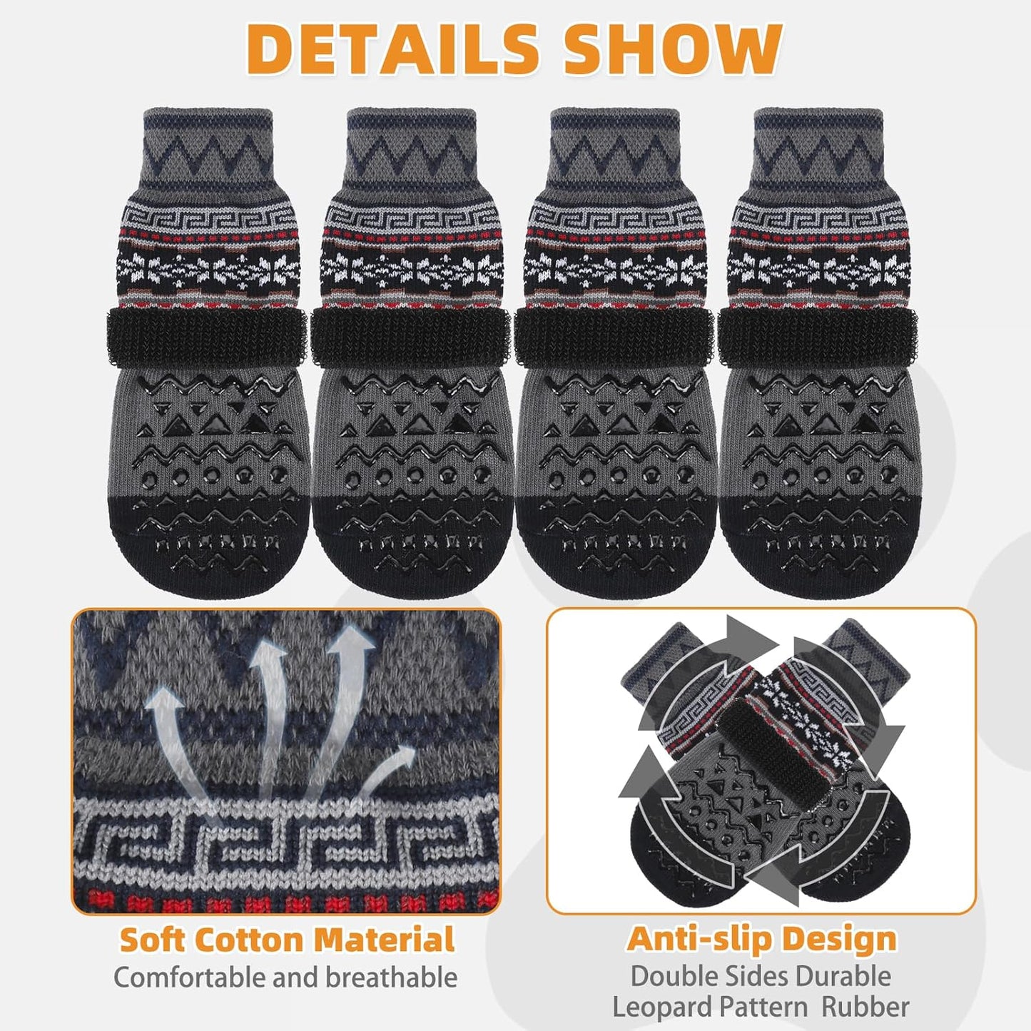 KOOLTAIL Dog Socks Shoes for Hot Pavement to Prevent Licking Paws, Winter Dog Boots&Paw Protector for Hardwood Floors Anti Slip,Traction Control Grip Booties for Small Medium Large Senior Dogs,Black M
