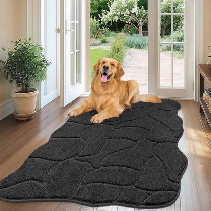 BSICPRO Large Dog Door Mat for Mud Paws, 22x47 Absorbent Dirt Trapper Long Door Mat, Non-Slip Washable Mud Mat for Dogs, Microfiber Soft Pet Rug Mat for Entryway, Dog Paws, Patio (Gray)