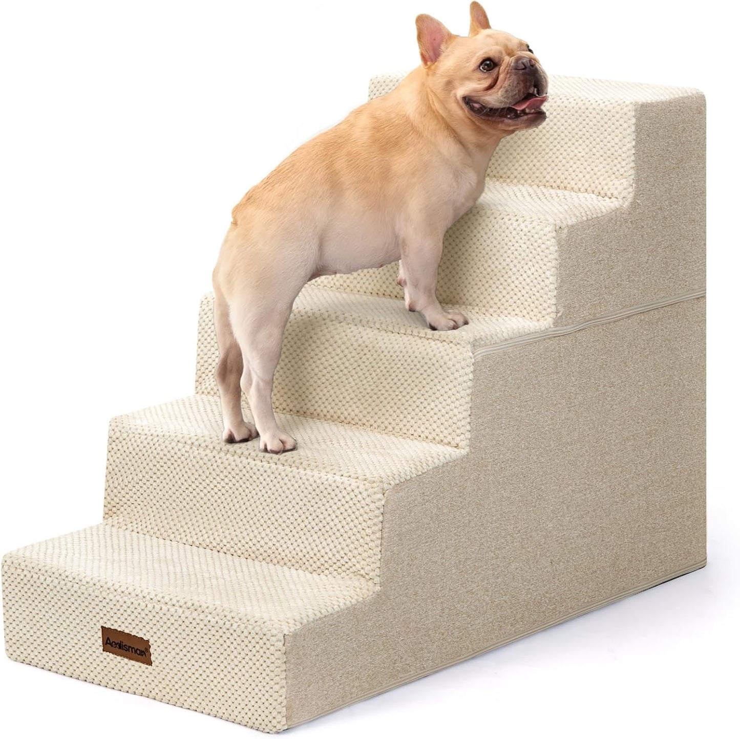 Aodisman Dog Steps for Bed and Couch, 4-Step Pet Stairs for Small Dogs, Indoor Non-Slip Dog Stairs for Old Cats, Puppy, Small Medium Dogs,18.5" H,Grey