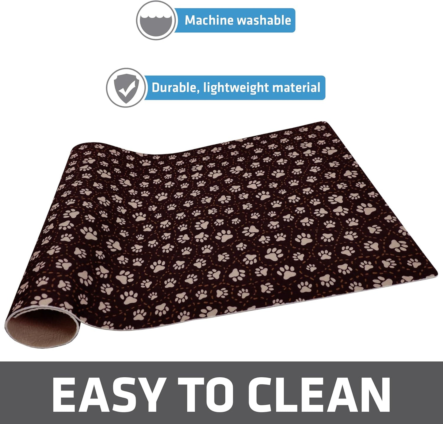 Drymate Pet Bowl Placemat, Dog & Cat Food Feeding Mat - Absorbent Fabric, Waterproof Backing, Slip-Resistant - Machine Washable/Durable (USA Made) (12” x 20”) (Indigo)