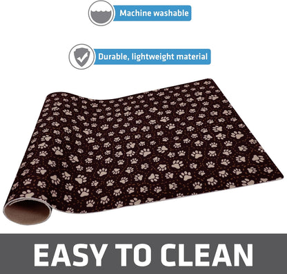 Drymate Pet Bowl Placemat, Dog & Cat Food Feeding Mat - Absorbent Fabric, Waterproof Backing, Slip-Resistant - Machine Washable/Durable (USA Made) (12” x 20”) (Indigo)