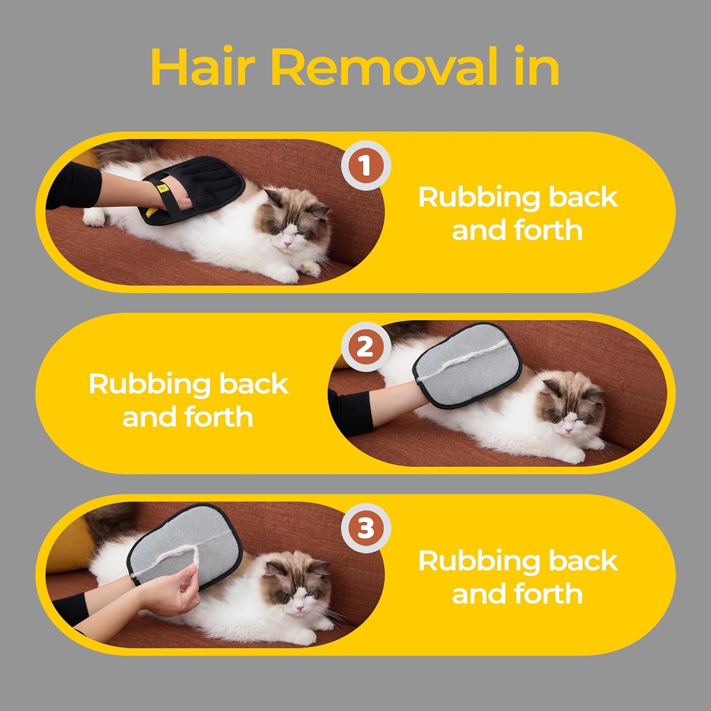 Pet Hair Remover Glove for Dogs & Cats – Grooming Glove, Reusable Fur Removal Tool for Furniture, Couch, Carpet & Car – Easy Pet Hair Cleaning Mitt, (1Pcs Black)