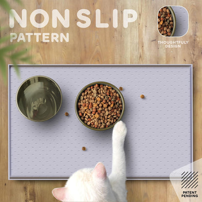 Dog Food Mat - Raised Edges Dogs Mat for Food and Water Prevent Spill, Waterproof Cat Food Mats Protect Floors, Easy Clean Dog Bowl Mats for Food and Water, Silicone Pet Feeding Placemats