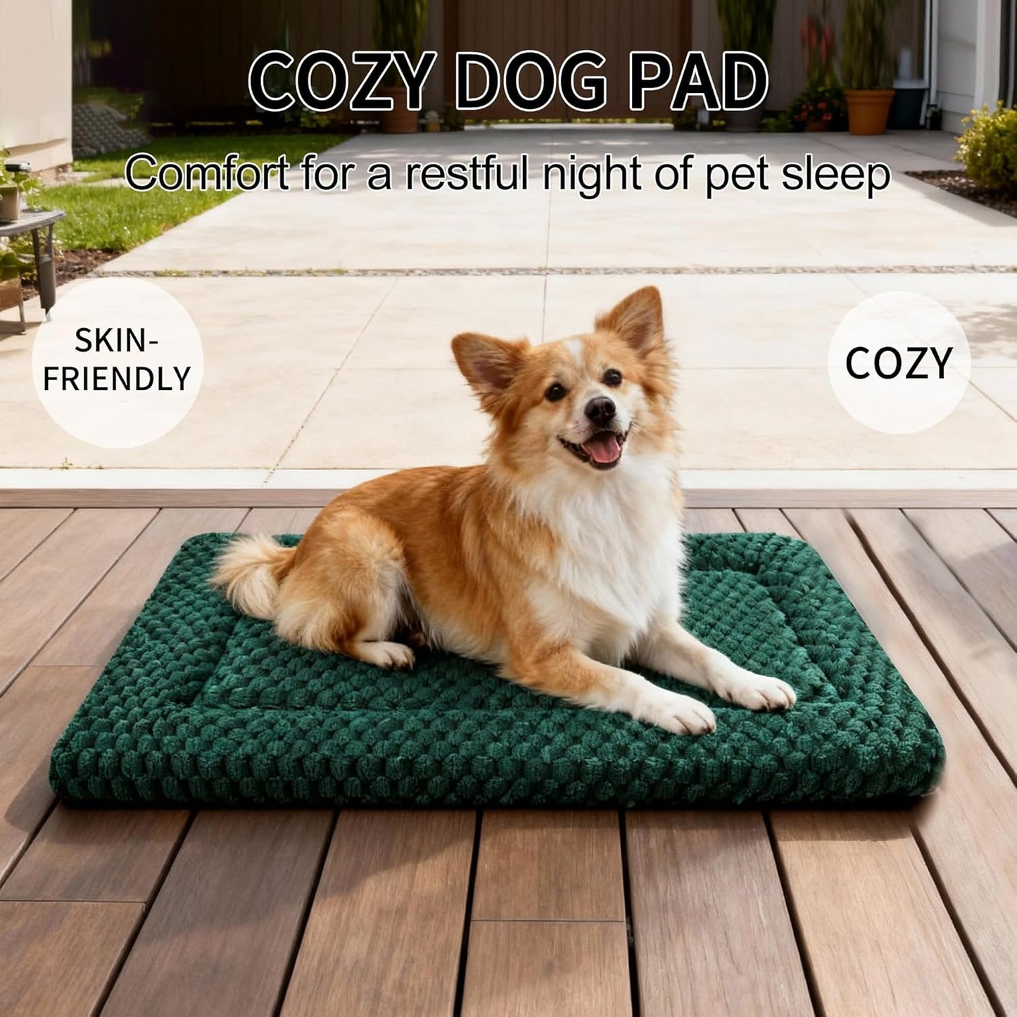 Dog Bed Mat, Reversible Crate Pad & Cute Dog Bed - Machine Washable Kennel Mat with Ultra Soft for Small Dogs (Cool/Warm), 24" x 18", Grey&Star