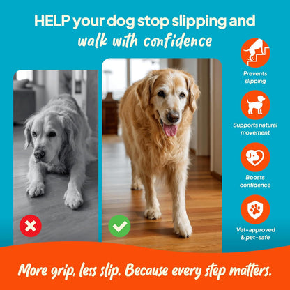 Anti-Slip Paw Stickers for Dogs Feet - Non-Slip Paw Pads for Traction on Hardwood & Tile Floors - Breathable Adhesive Friction Foot Grips for Senior & Injured Dogs – 24 Pads (Size M)