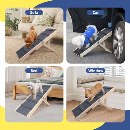Dog Ramp for Couch - Joint & Spine Support for Small Dogs, 18" Adjustable Height, Anti-Slip & Foldable, Up to 35 lbs